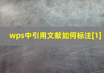 wps中引用文献如何标注[1]